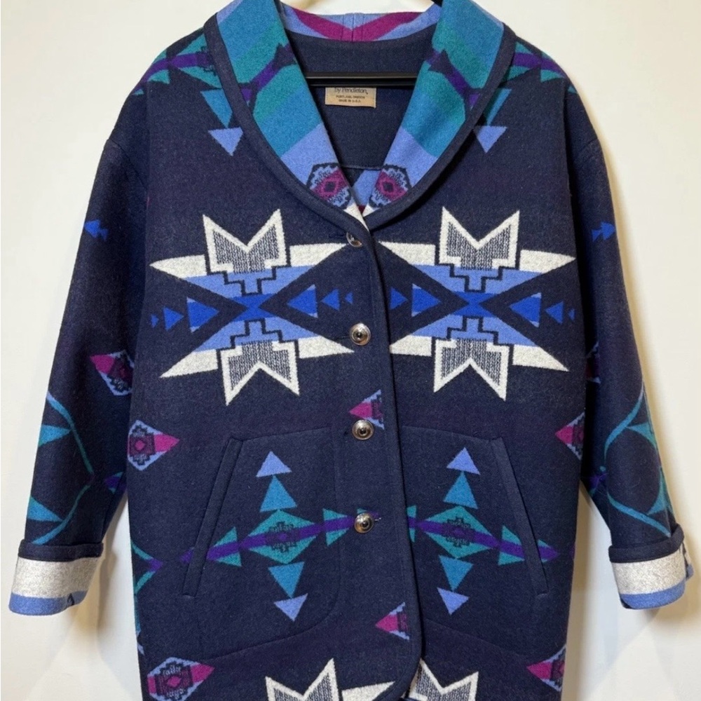 Pendleton Knockabout Aztec Southwestern Wool Blanket Jacket Western Ranch M